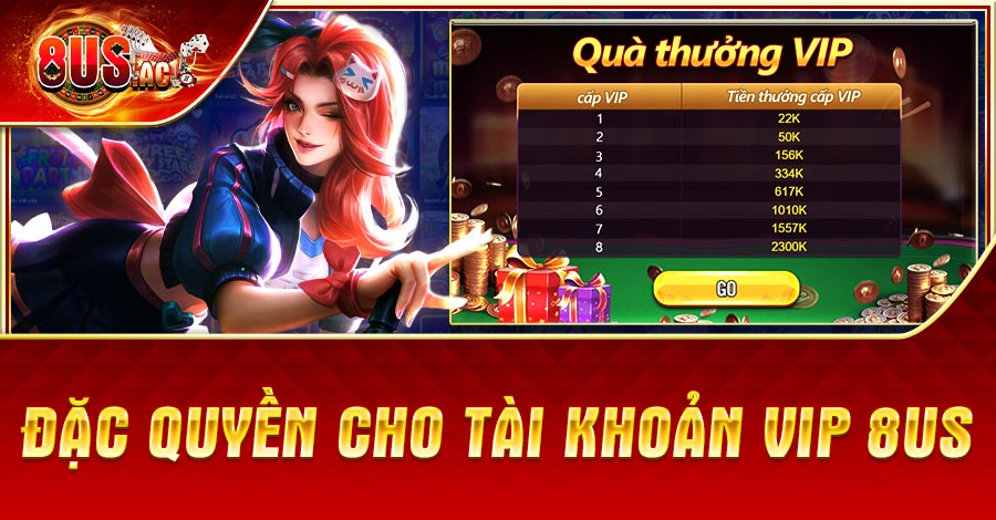 Đặc quyền cho tài khoản VIP 8US