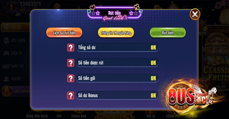 Lưu ý khi rút tiền tại cổng game 8US